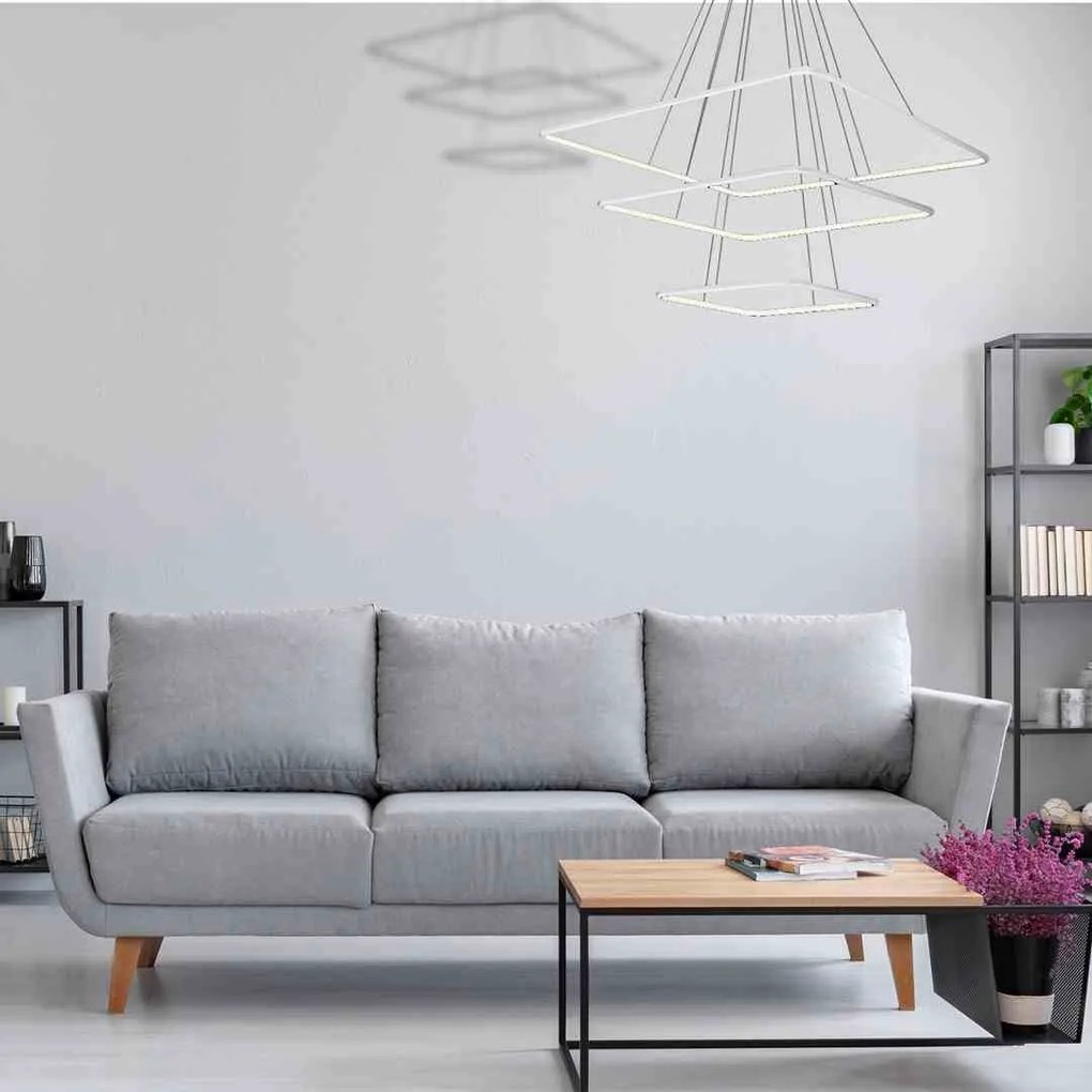 LAMPA WISZĄCA nowoczesna geometryczna biała NIX WHITE 117W LED