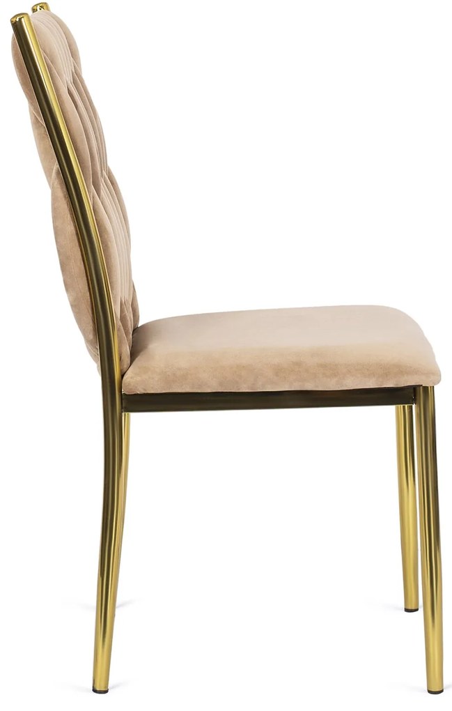 Zestaw Stół Okrągły SALLO 110 cm i 4 Krzesła Tapicerowane Plecione DAN Beżowe Glamour