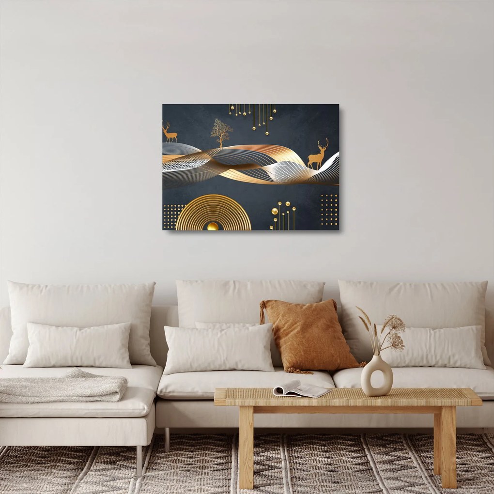 Obraz na szkle - Grafika z jeleniem (70x50 cm)
