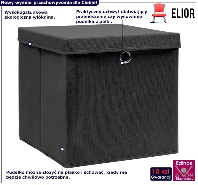 Komplet 4 czarnych składanych pudełek K1-S98