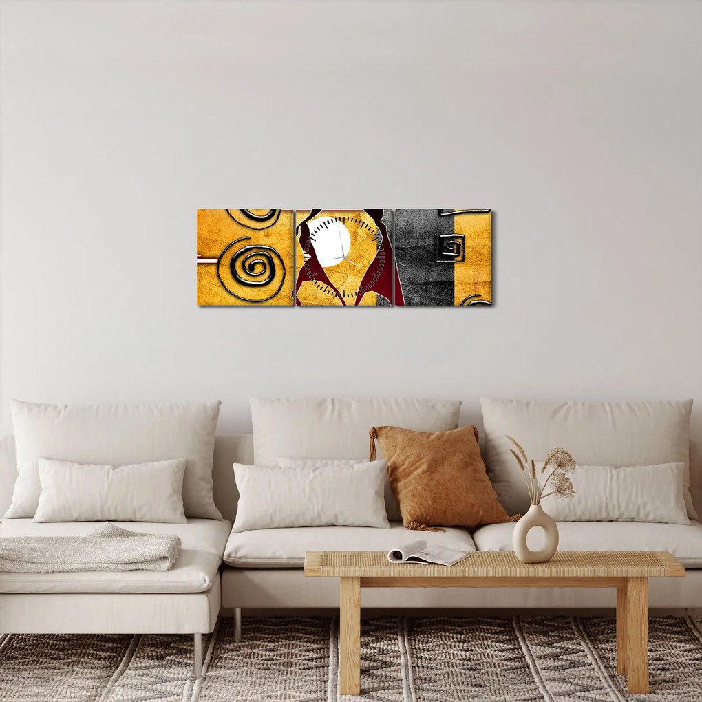 Obraz - Malarstwo starożytne (z zegarem) (90x30 cm)