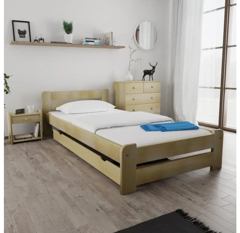 Łóżko Laura 80 x 200, sosna Stelaż: Bez stelaża, Materac: Bez materaca