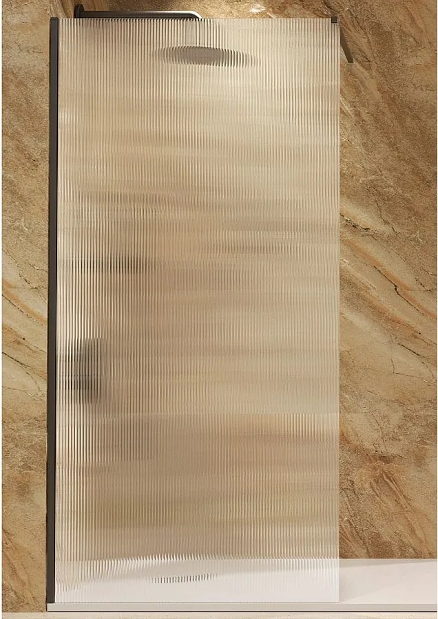 Stały panel prysznicowy Walk In | Szkło hartowane 6 mm, antykamień, Falisty | Wysokość 200 cm | Black Gun Metal 80cm