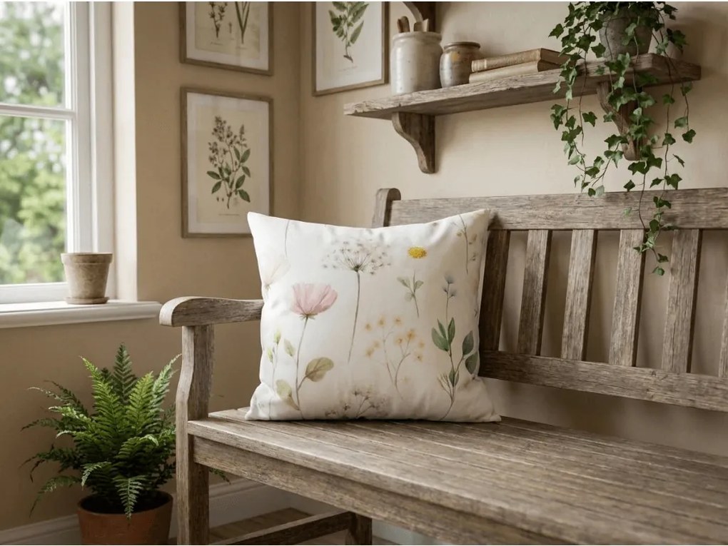 Bawełniana poszewka na poduszkę PETALUNE POLY 45x45 cm, kremowy