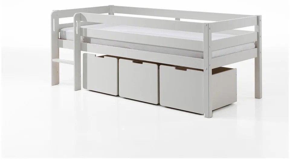 Białe podwyższone łóżko dziecięce Vipack Pino, 90x200 cm