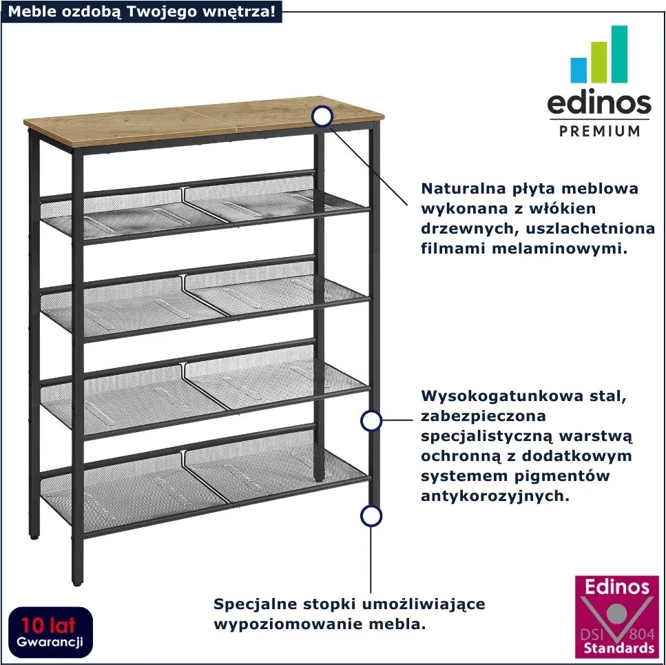 Szafka na buty z metalowymi półkami dąb artisan - Alaniso