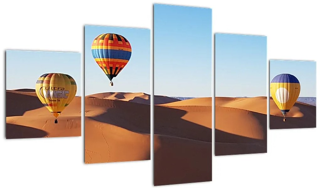 Obraz - latające balony na pustyni (125x70 cm)