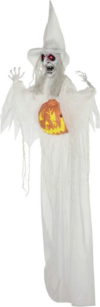 HOMCOM Duch na Halloween, Dekoracja na Halloween, Funkcja dźwięku, z czujnikiem ruchu i światłami LED, 60 cm x 18 cm x 183 cm