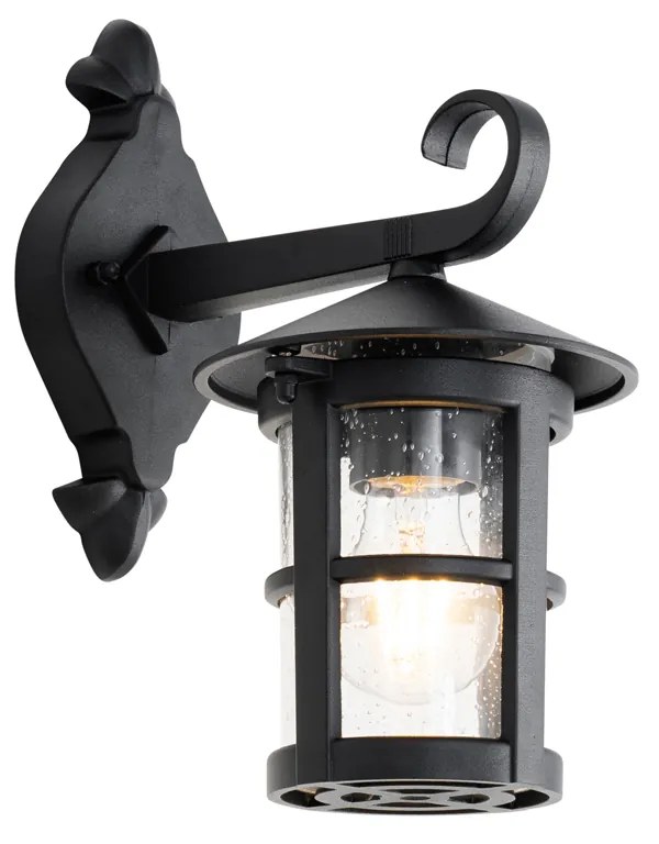 Klasyczna zewnętrzna lampa ścienna czarna IP44 - Herb