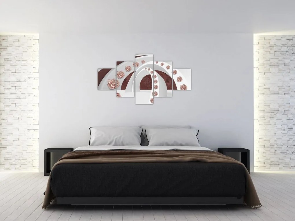 Obraz - Chmury 3D z kwiatami (125x70 cm)