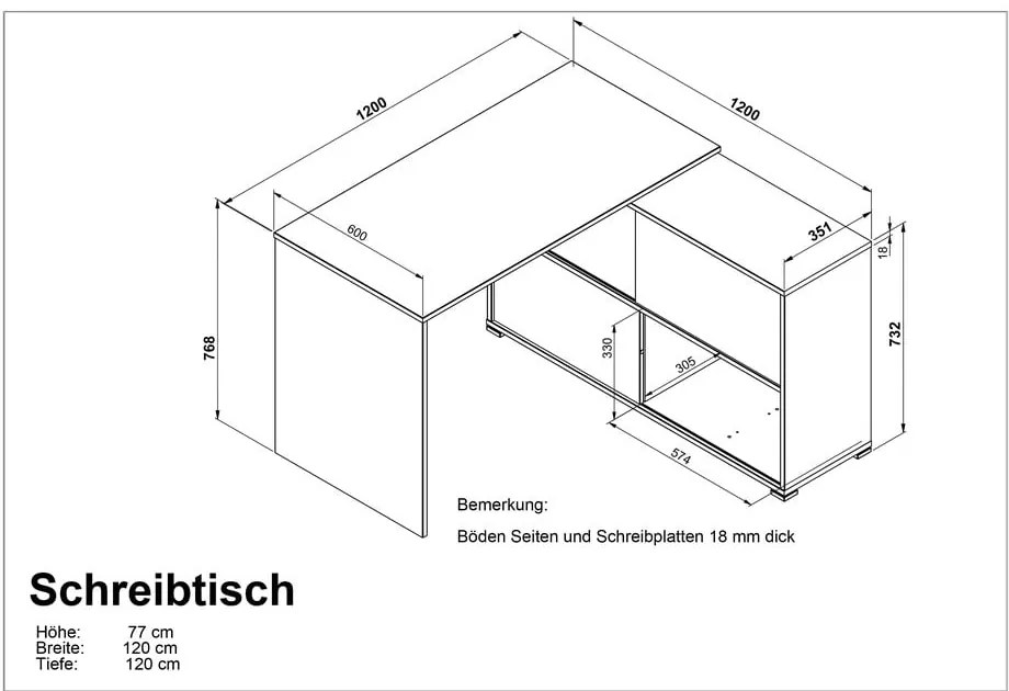 Biurko w dekorze dębu Telde – Germania