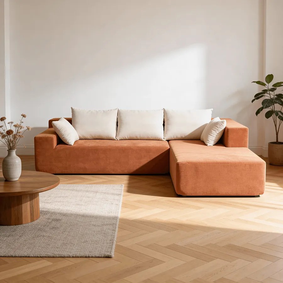 Sofa do salonu Luna 3-osobowa – pomarańczowy biały prawa