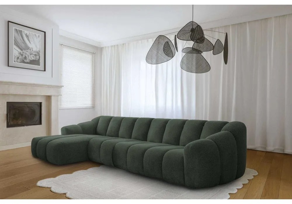 Ciemnozielony narożnik (lewostronny/z szezlongiem) Shell – Miuform