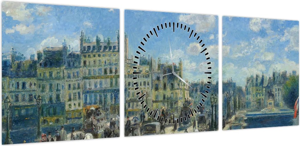 Obraz - Auguste Renoir, Pont Neuf, Paris, reprodukcje (z zegarem) (90x30 cm)