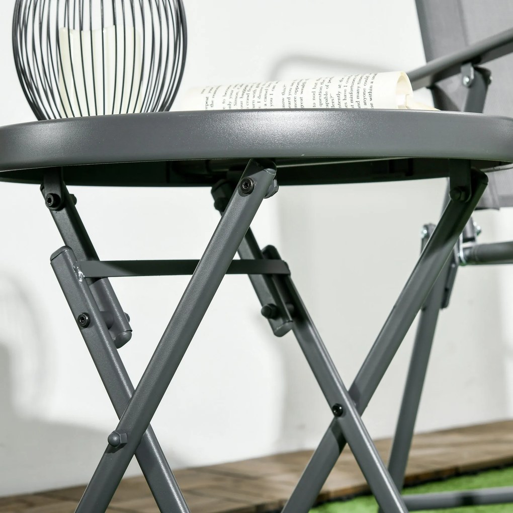 Outsunny Składany stolik pomocniczy, zewnętrzny składany stolik z blatem z hartowanego szkła, do tarasu, 45 x 45 x 50 cm, Biały