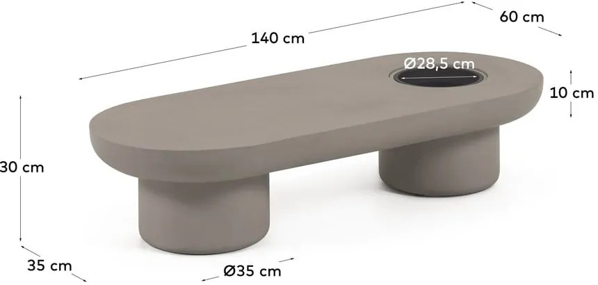 Ogrodowy betonowy stolik Kave Home Taimi, 140x60 cm