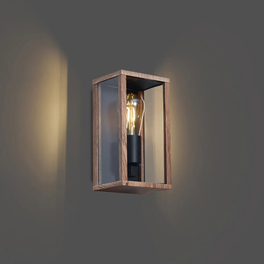 Industrialny kinkiet z nadrukiem drewna 26 cm IP44 - Charlois