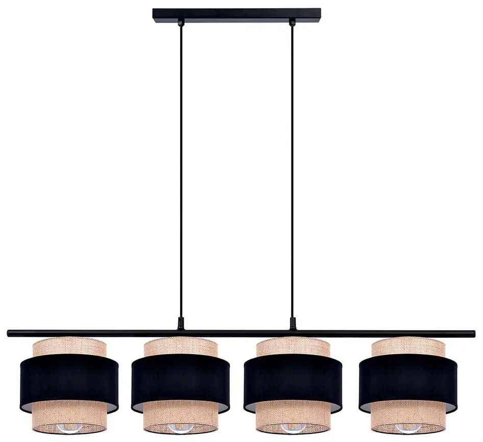 Lampa wisząca ze sznurka jutowego z 4 abażurami - A527 C4-A50