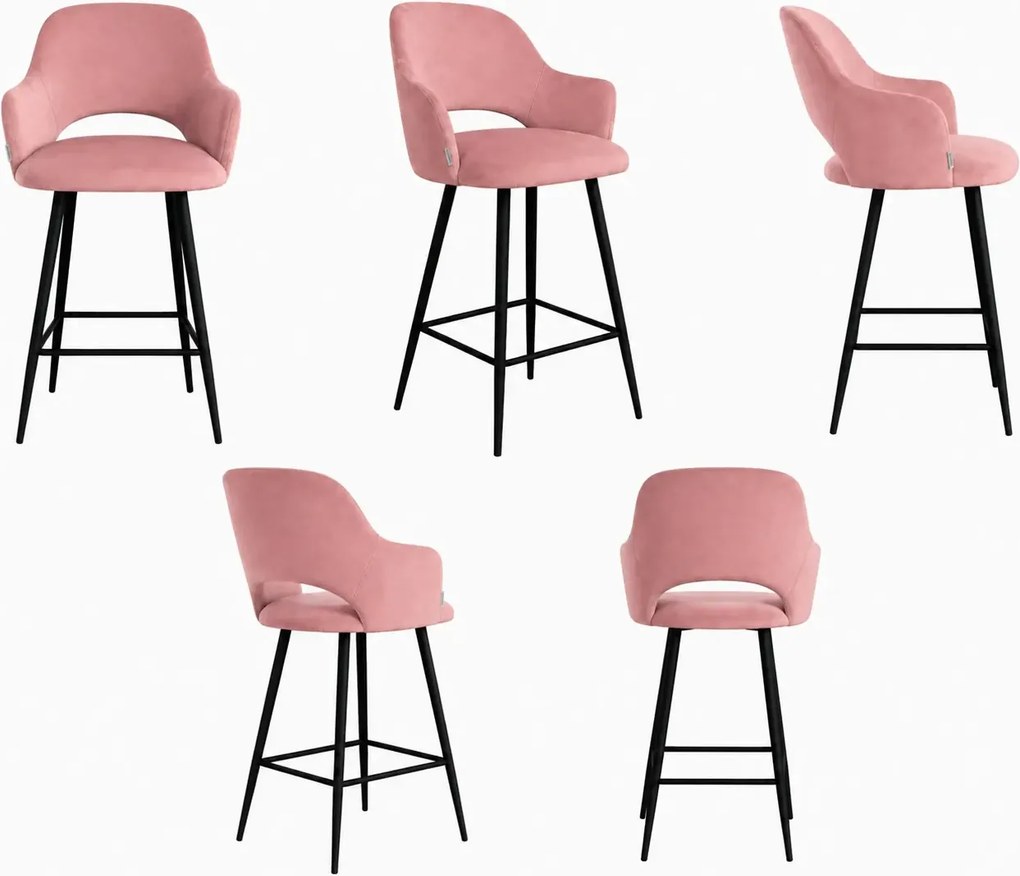 Hoker Milano krzesło barowe tkanina Welur podstawa metalowa elegancki klimat wnętrza : Kolor nogi - Czarna stożek, Kolor tkaniny - VELVET - MG58, Typ siedziska - Siedzisko obrotowe 360°