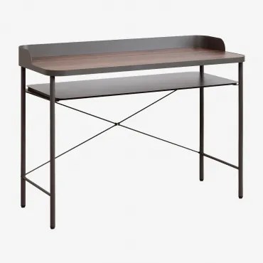 Biurko 120x50 Cm Ze Stali I Mdf Kerobert Szary Granit - Ciemna Czerń - Sklum