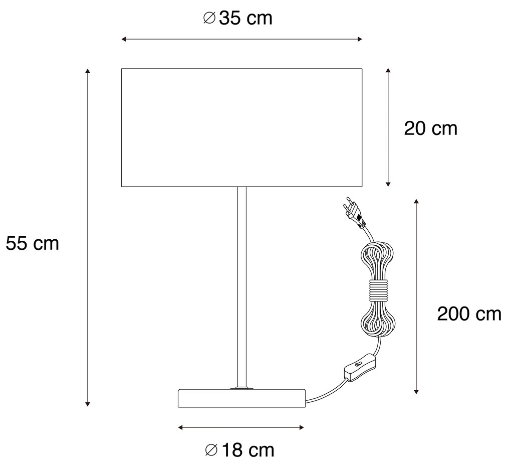 Lampa stołowa mosiężna z brązowym aksamitnym abażurem 35 cm - Kaso klasyczny/Antyczny Oswietlenie wewnetrzne