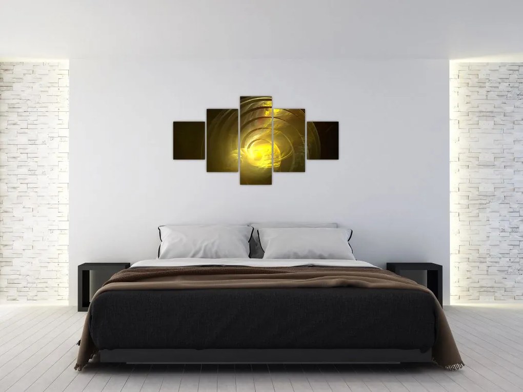 Obraz żółtej abstrakcyjnej spirali (125x70 cm)
