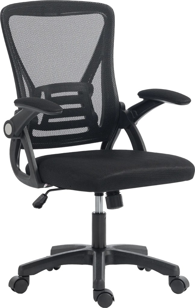 HOMCOM Fotel biurowy Ergonomiczny regulowany fotel biurkowy z podnoszonymi podłokietnikami, podparciem lędźwiowym, czarny | Aosom PL