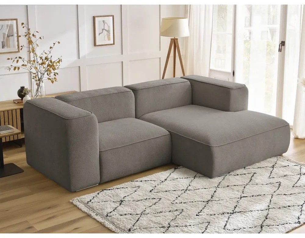 Szarobrązowy narożnik z materiału bouclé (prawostronny) Zephyr – Bobochic Paris