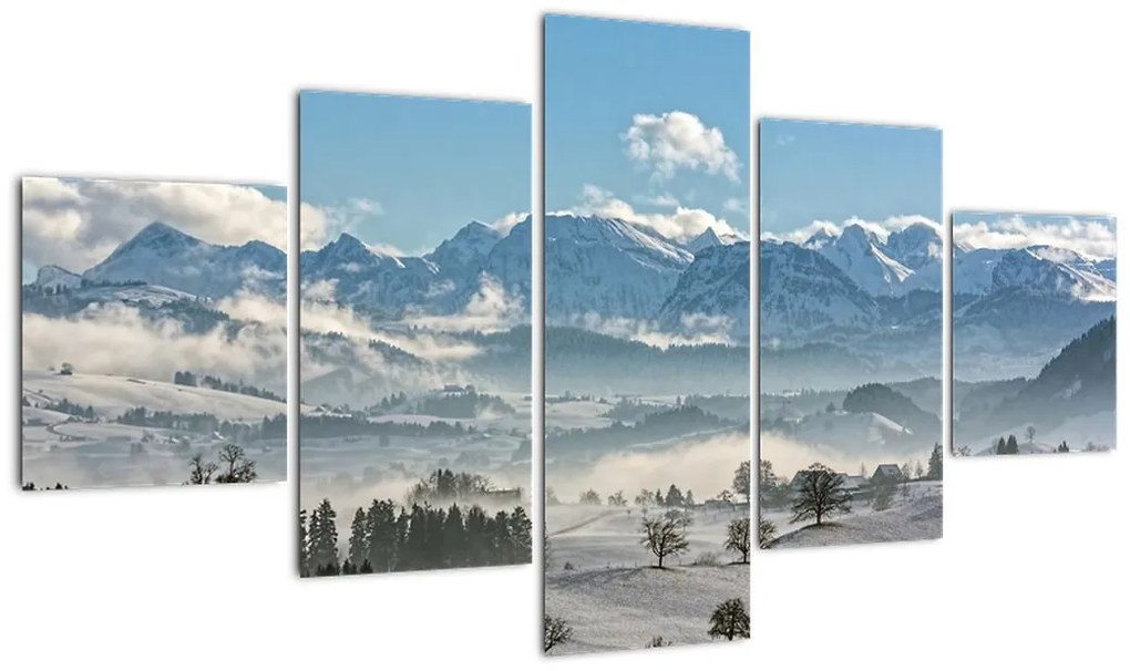 Obraz ośnieżonych gór (125x70 cm)
