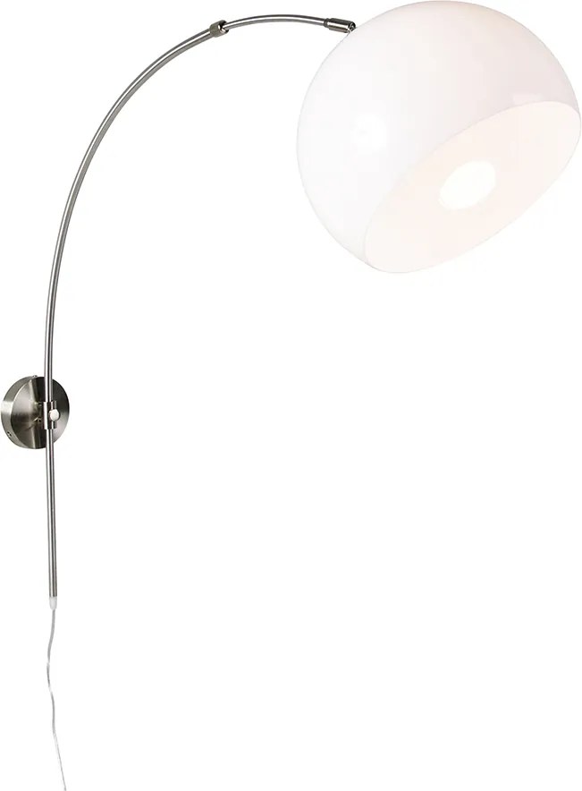 Inteligentna Ścienna Lampa Łukowa Stalowa z Białym Kloszem z WiFi G125 - Bow