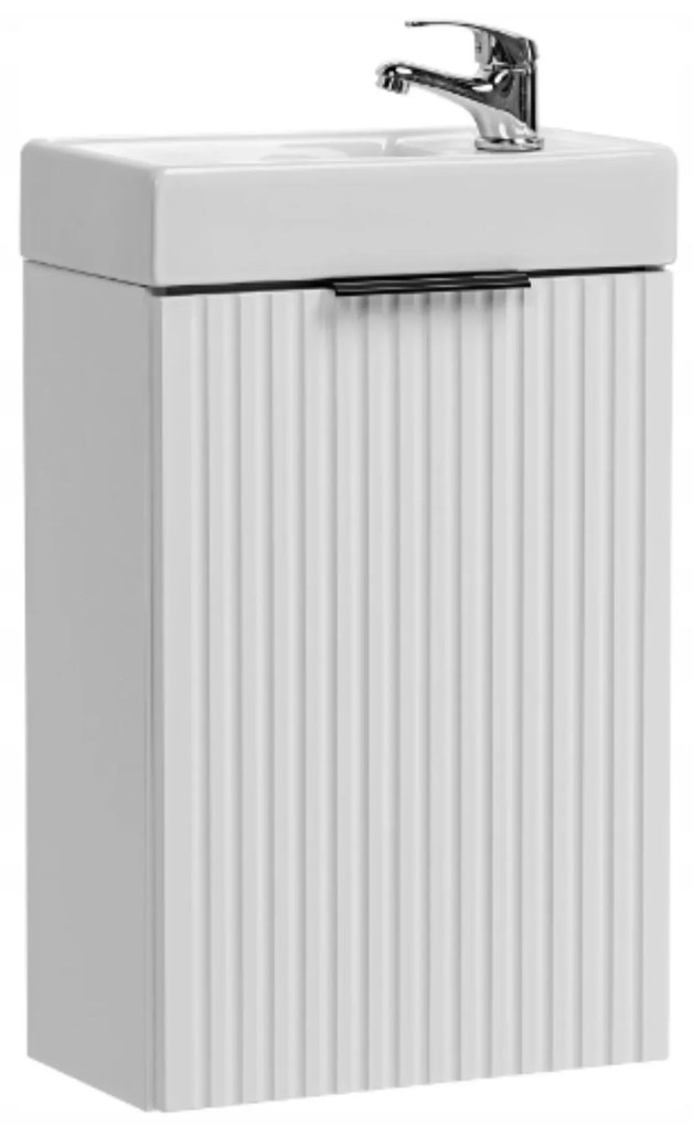 Szafka wisząca biała ryflowane fronty z białą umywalką 40 x 22 cm ASTROS White