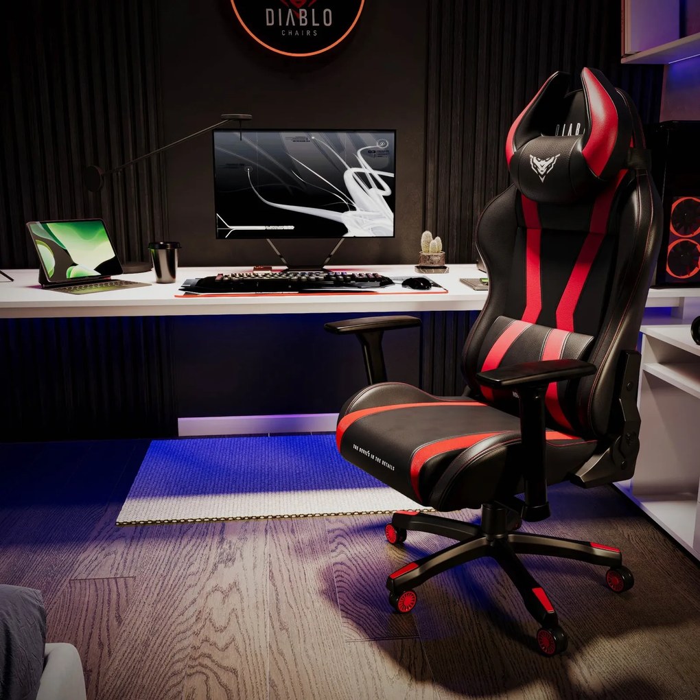 Fotel gamingowy dla młodzieży Diablo X-Horn 2.0 Small Size, kolor czarno-czerwony