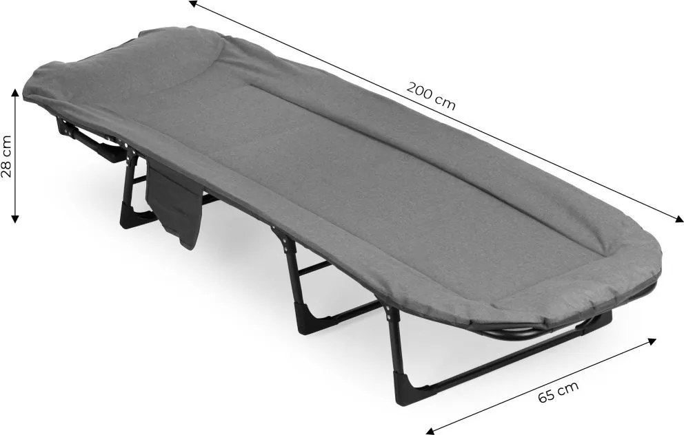 Leżanka turystyczna Venturo - składane łóżko polowe na camping, kolor szary