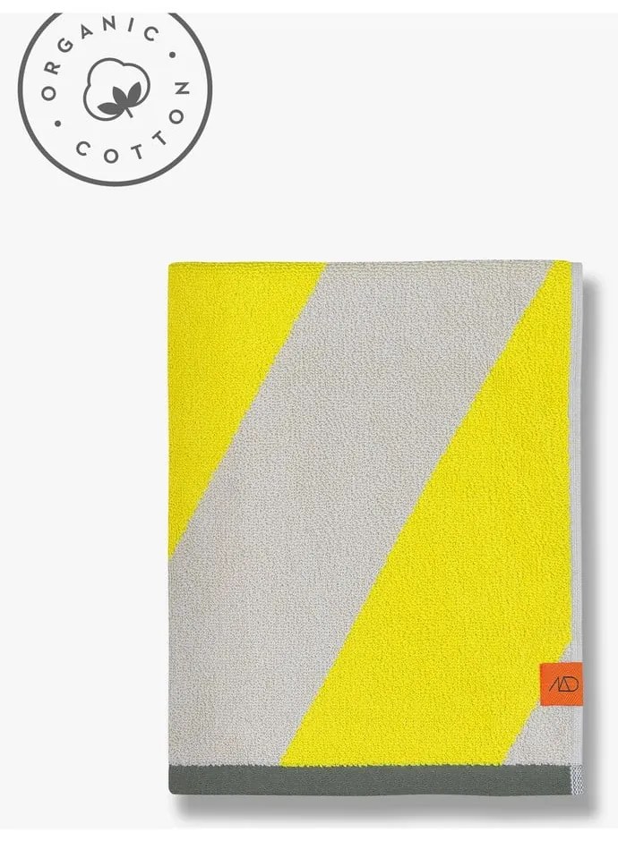 Żółty ręcznik kąpielowy frotte z bawełny organicznej 70x133 cm Diagonal – Mette Ditmer Denmark
