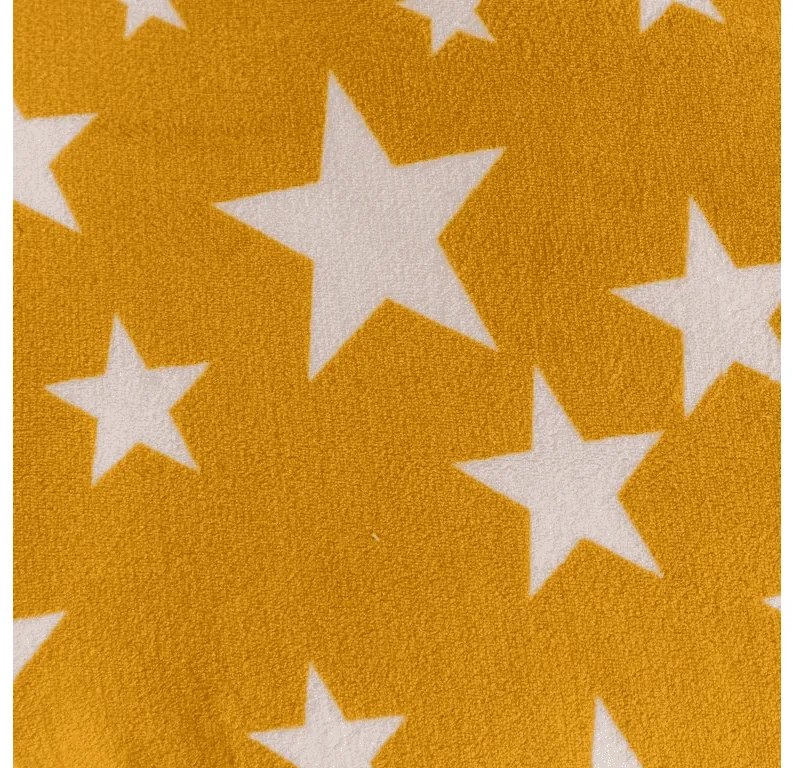 PrzytulneMieszkanie.pl PrzytulneMieszkanie.pl PrzytulneMieszkanie.pl Zestaw pościeli z mikropluszu STARS żółto-pomarańczowe + prześcieradło z mikropluszu SOFT 90x200 cm białe, pojedyncze łóżko