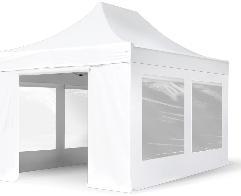 TOOLPORT 3x4,5 m Namiot Ekspresowy PROFESSIONAL Alu 40 mm, ze ścianami bocznymi, okna panoramiczne , biały - (582876)