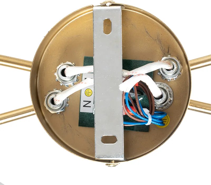 Nowoczesna lampa sufitowa złota 4-punktowa z dymionym szkłem - Athens