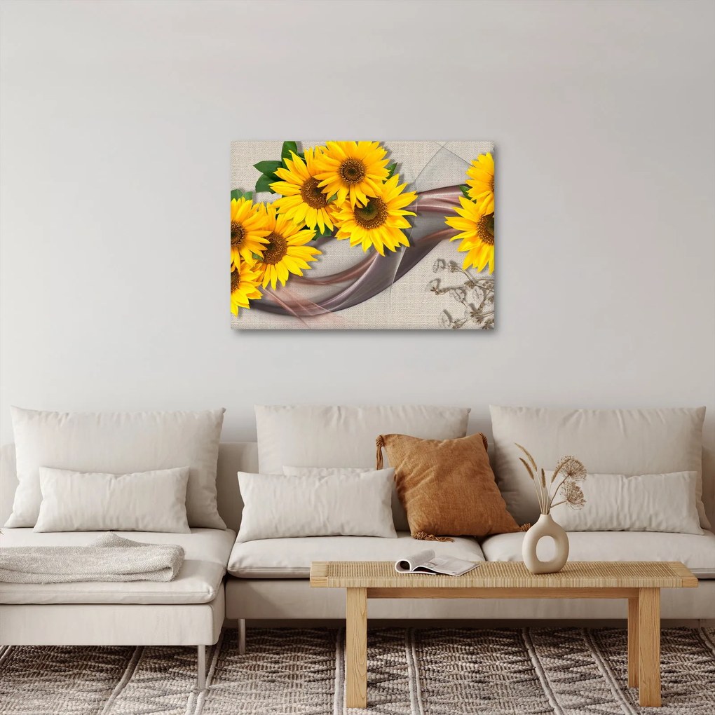 Obraz - Świecące kwiaty słonecznika (70x50 cm)