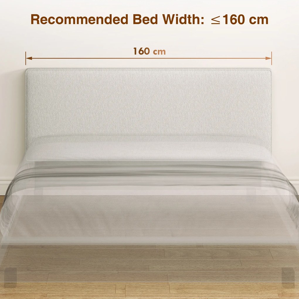 HOMCOM Zagłówek montowany na ścianie, pikowanie 160 x 10 x 60 cm, obicie z tkaniny, kremowy | Aosom PL