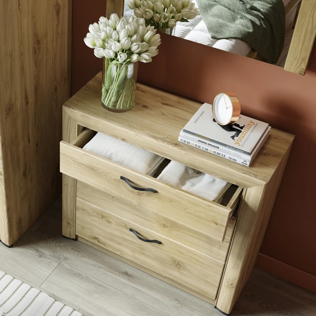 Komoda z Szufladami Drewniana do Salonu COVE 96 cm Dąb navarra Loft
