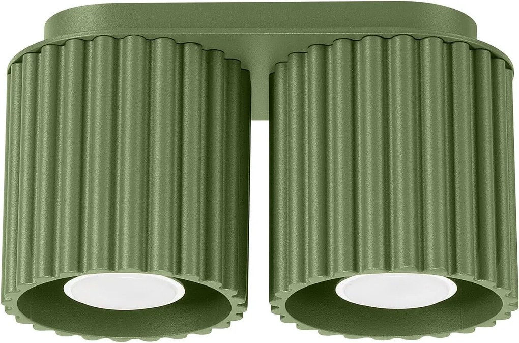 Lampa Sufitowa Minimalistyczny Aura, Aluminium - 2 Źródło - L.21 X H.12 Cm - Zielony Oliwkowy