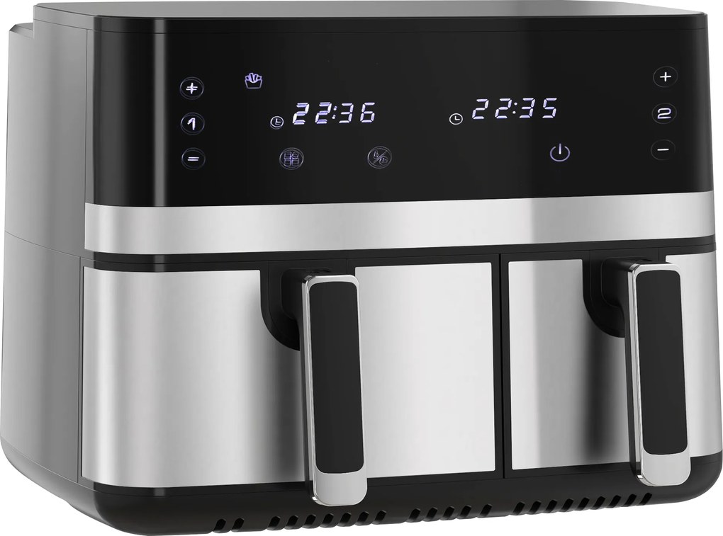 Frytkownica HOMCOM, 2700W, 8 funkcji, 41,8 cm x 39,2 cm x 31,1 cm, Czarna i Srebrna