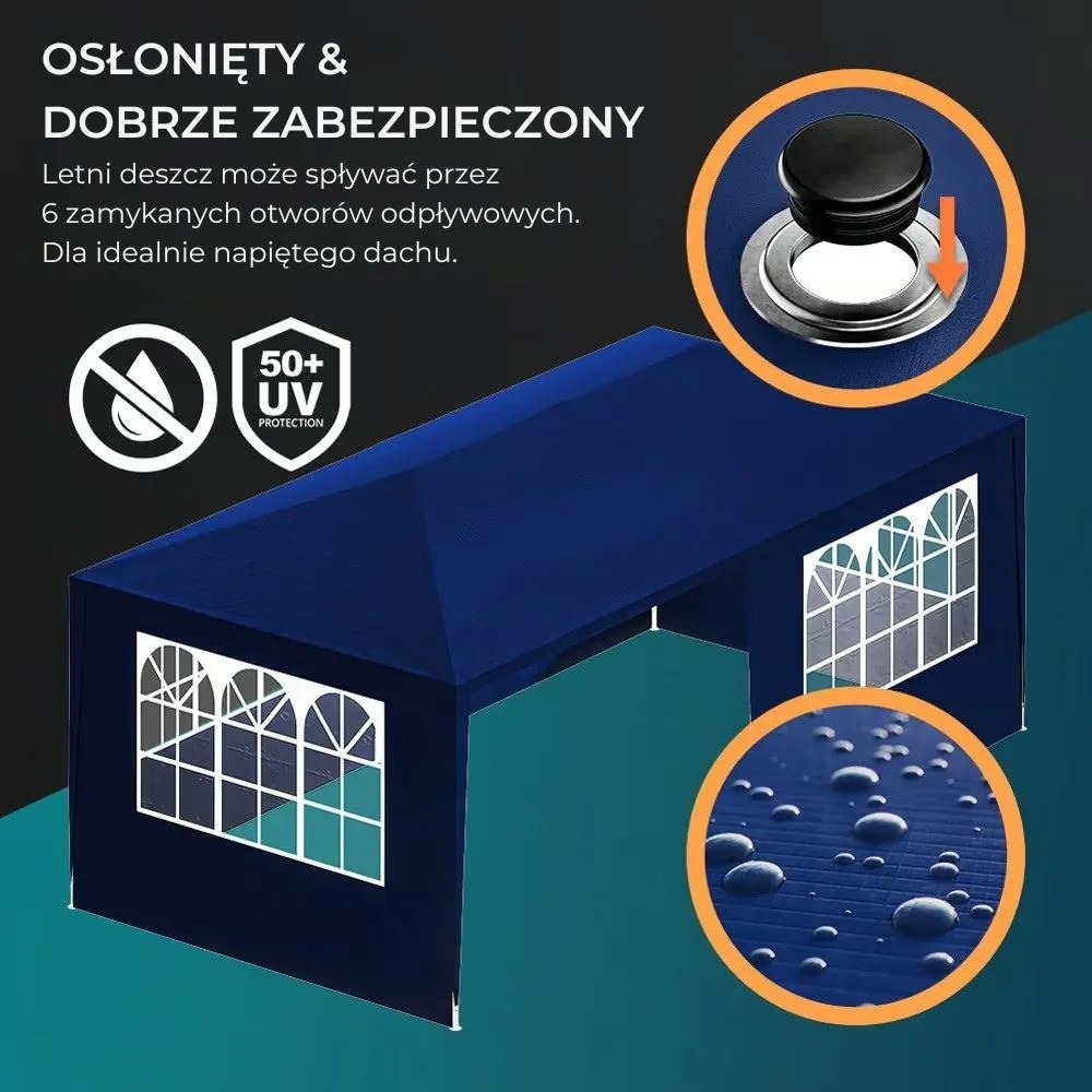 Namiot imprezowy NEAPOL, 3x6m, niebieska Jurhan