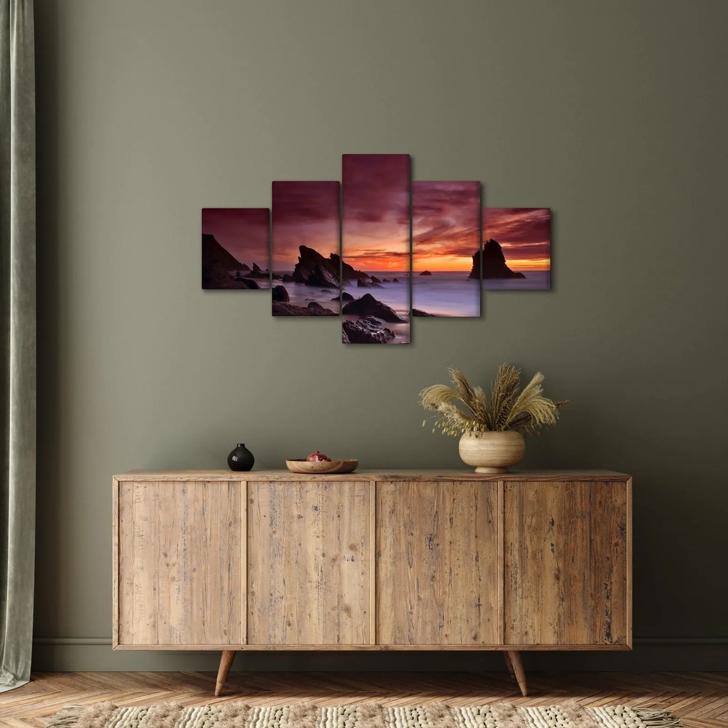 Obraz zachodu słońca na wybrzeżu (125x70 cm)