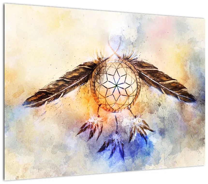 Obraz - Łapacz snów z piórami (70x50 cm)