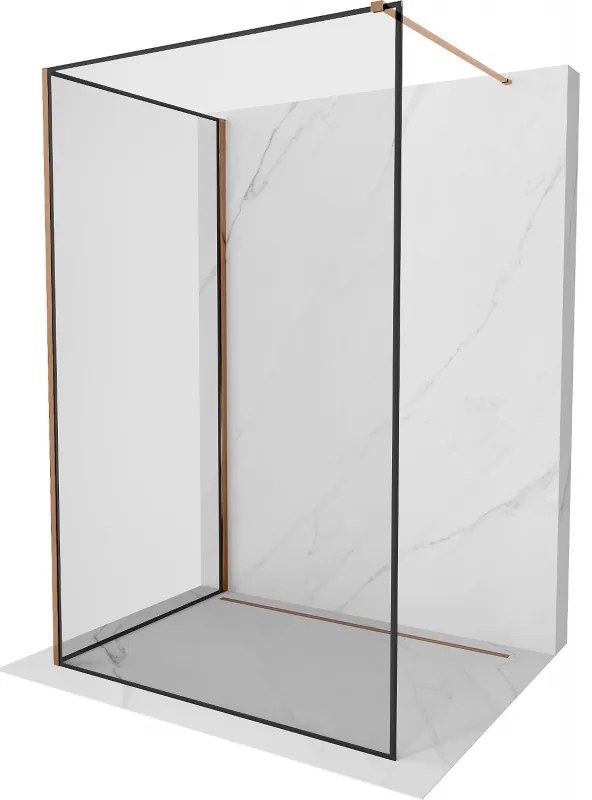 Mexen Kioto ścianka prysznicowa Walk-in 120 x 110 cm, czarny wzór, różowe złoto - 800-120-212-60-70-110