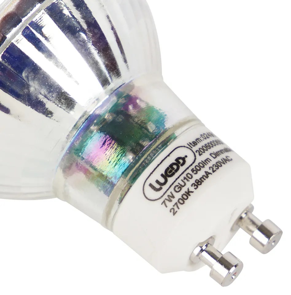 Zestaw 7 ściemnianych lamp LED GU10 7W 500 lm 2700K