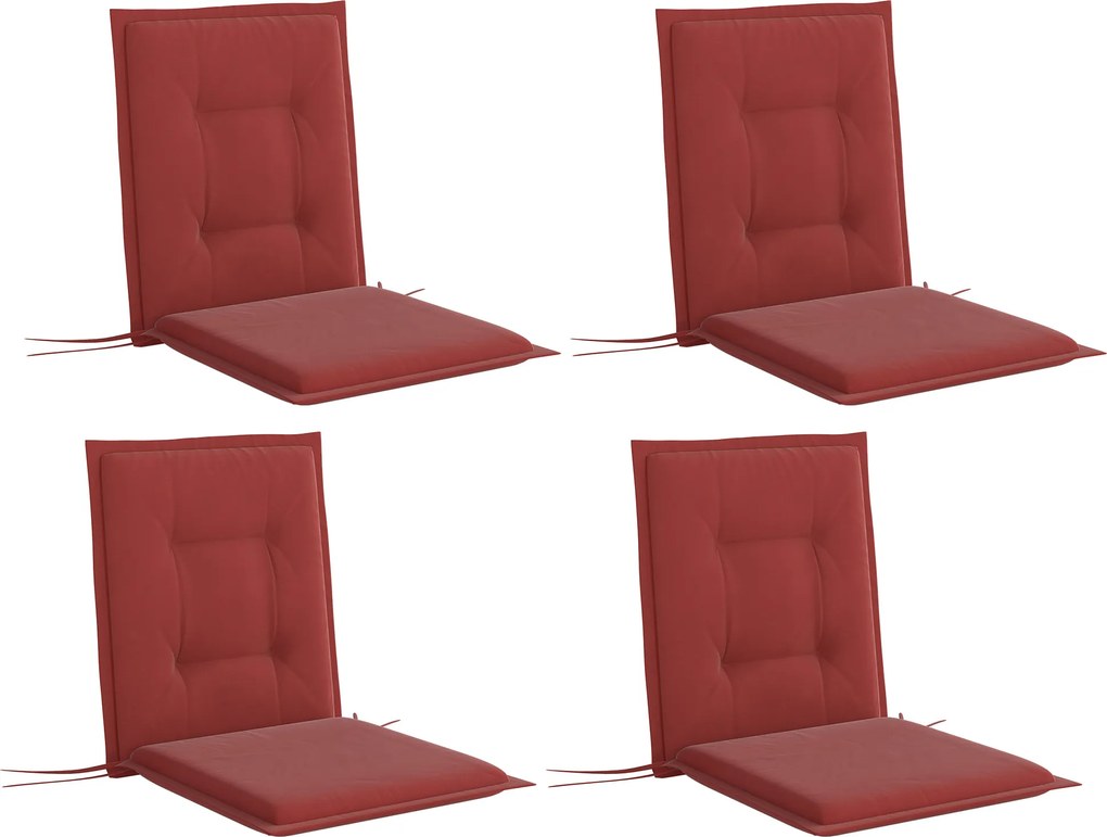 Outsunny Zestaw 4 Poduszek na Krzesła 108 x 50 x 5 cm z Paskami, Do Użytku Zewnętrznego i Wewnętrznego Bordowy