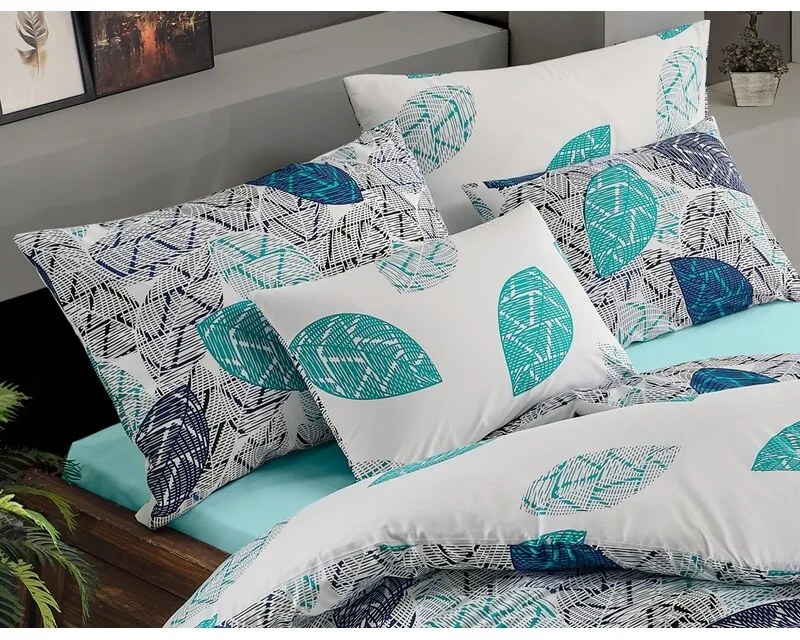 BedTex Bawełniana pościel Linna turkusowa, 140 x200 cm, 70 x 90 cm