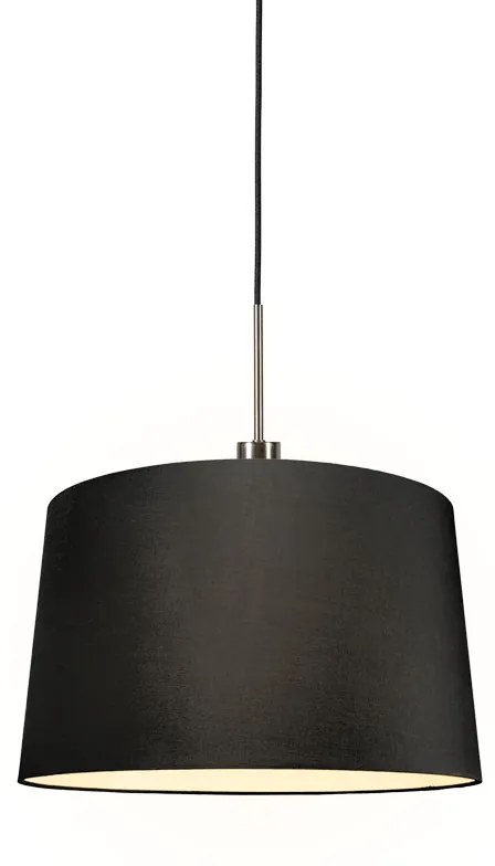 Lampa wisząca stal klosz czarny 45cm - Combi Nowoczesny Oswietlenie wewnetrzne